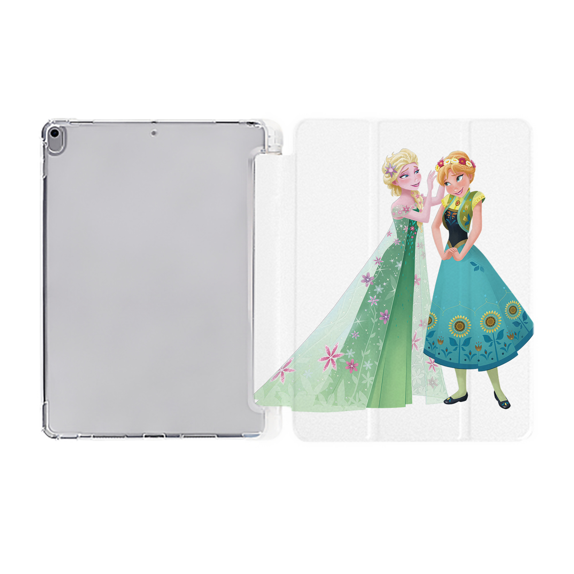 （画像用） アナと雪の女王 アンナ エルサ Frozen Anna Elsa IPad ケース ペン収納付き 三つ折りスタンド PUレザー×シリコン 対応機種9.5/10.5/10.9インチ